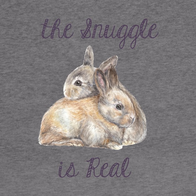 The Snuggle is Real Bunnies Watercolor by wanderinglaur